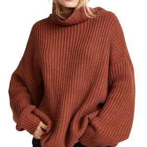 Free People “Swim Too Deep” Oversized Pullover Sweater - Size XL - Tobacco